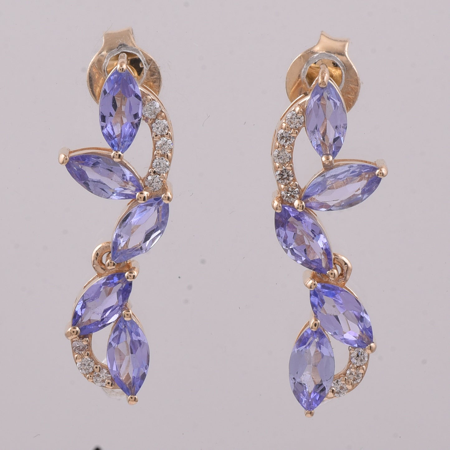 1.50 Ct Marquise Natural Tanzanite 14K Gold Earrings
