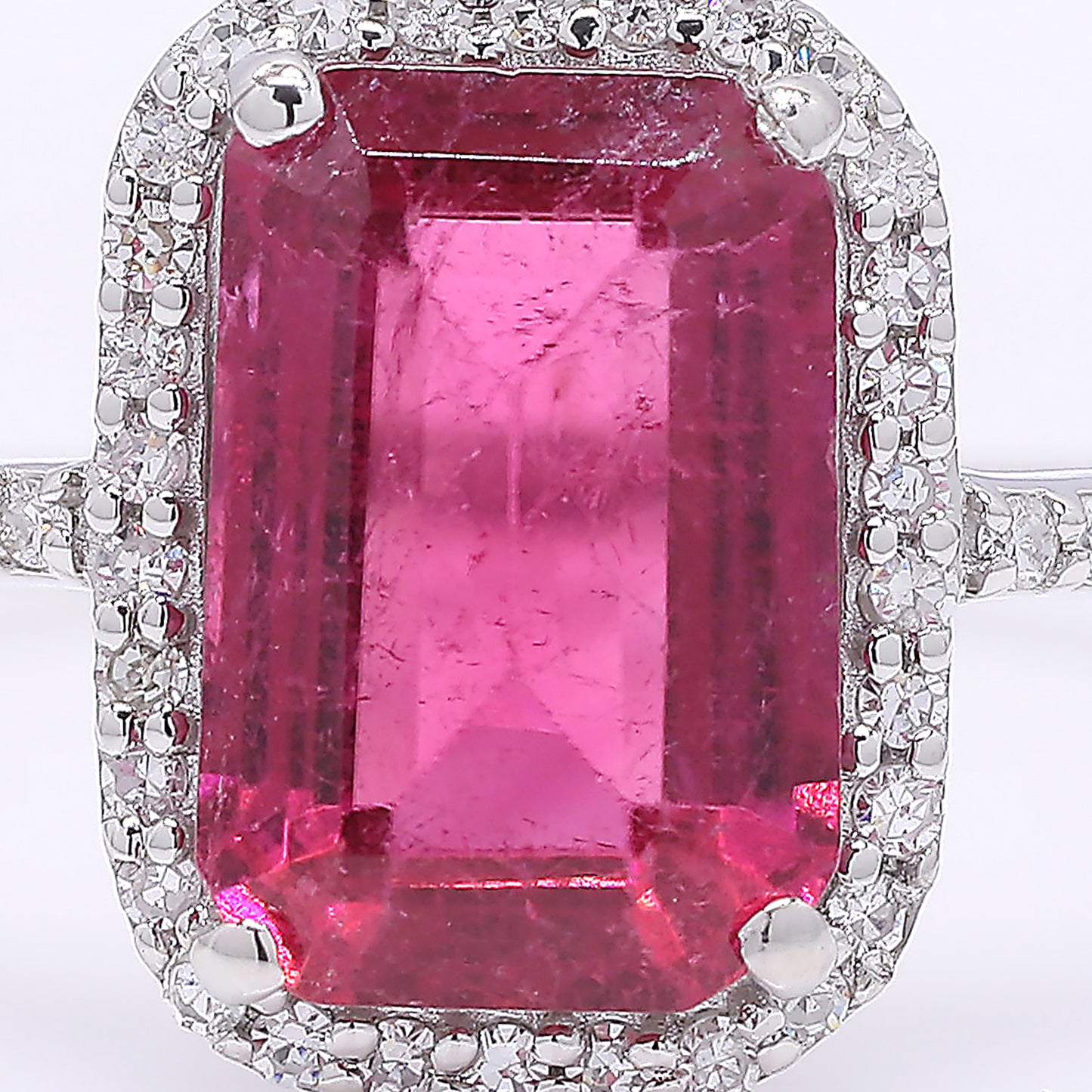 2.08 Ct Octagon Step Cut Natural Pink Tourmaline 950 Platinum Ring