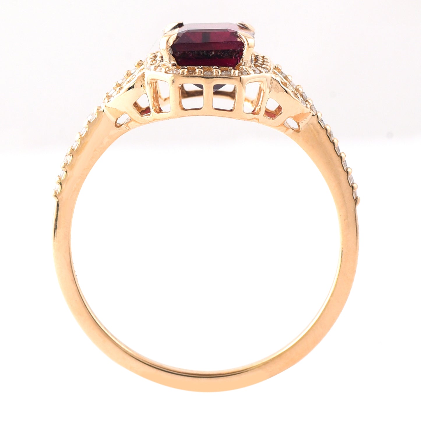 1.74 Ct Octagon Step Cut Natural Rubellite 14K Gold Ring