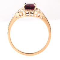 1.74 Ct Octagon Step Cut Natural Rubellite 14K Gold Ring