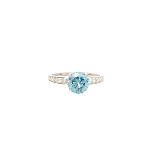 1.74 Carats Blue Lab Grown Diamond 14K Gold Ring