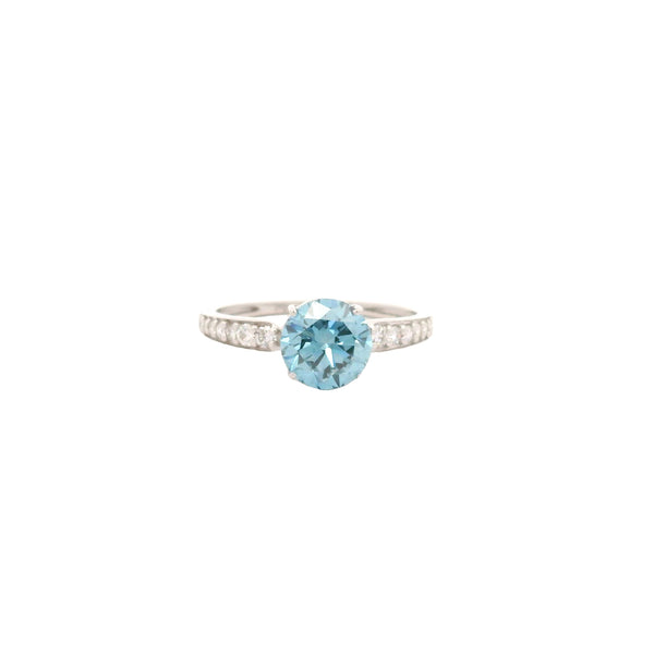 1.74 Carats Blue Lab Grown Diamond 14K Gold Ring