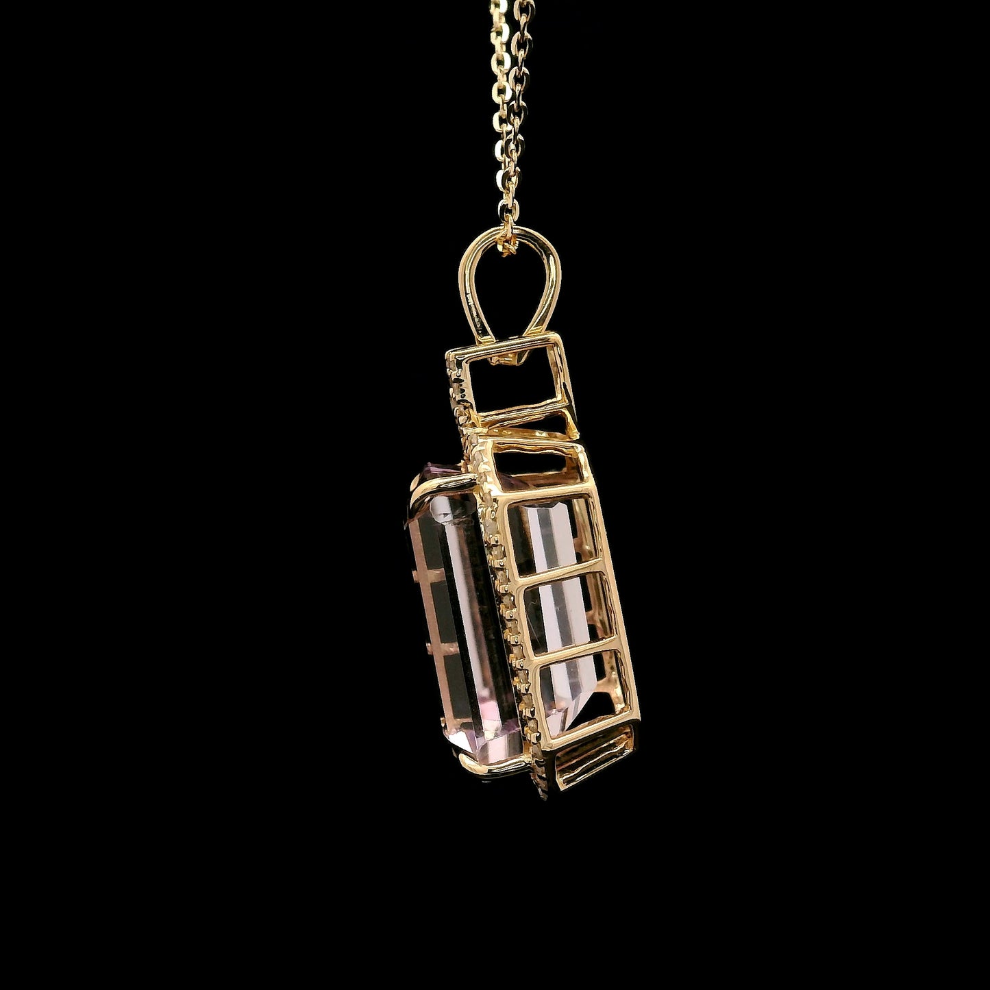 7.69 Ct Octagon Kunzite 14K Gold Pendant