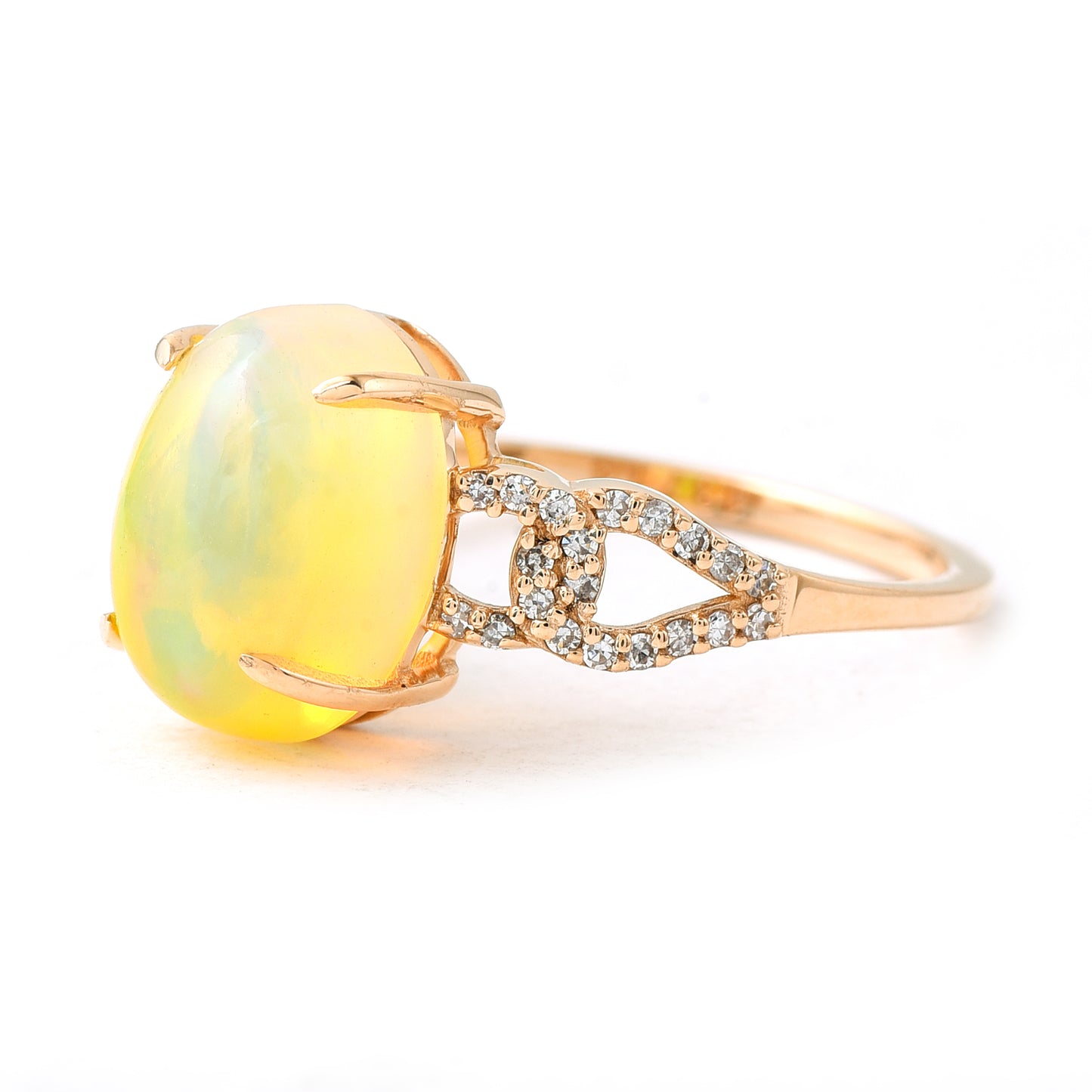 1.74 Ct Oval Cabochon Cut Natural Opal 14K Gold Ring
