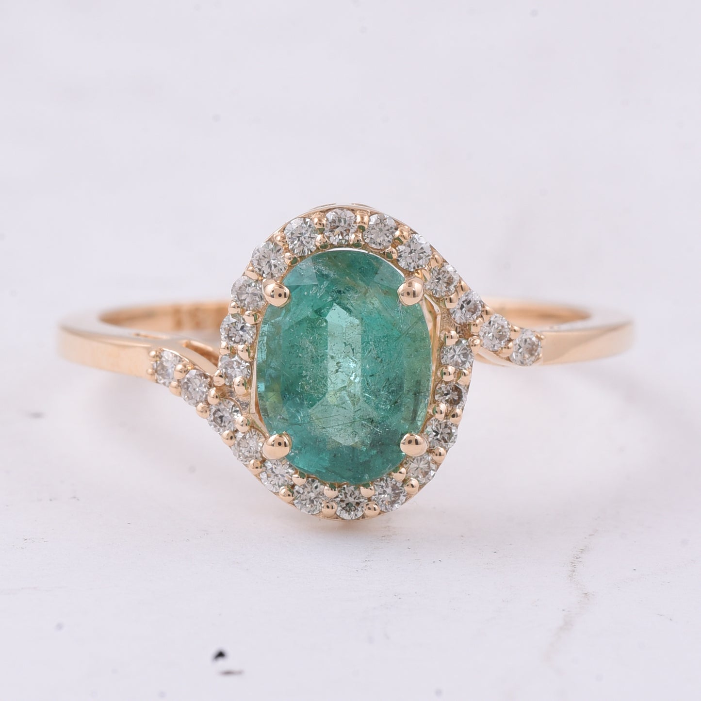 1.28 Ct Oval Natural Emerald 14K Gold Ring
