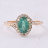 1.28 Ct Oval Natural Emerald 14K Gold Ring
