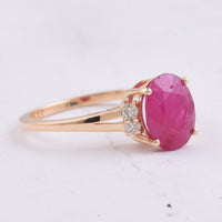 2.62 Ct Oval Natural Ruby 14K Gold Ring