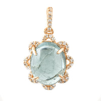 4.81 Ct Oval Cabochon Cut Natural Green Tourmaline 14K Gold Pendant