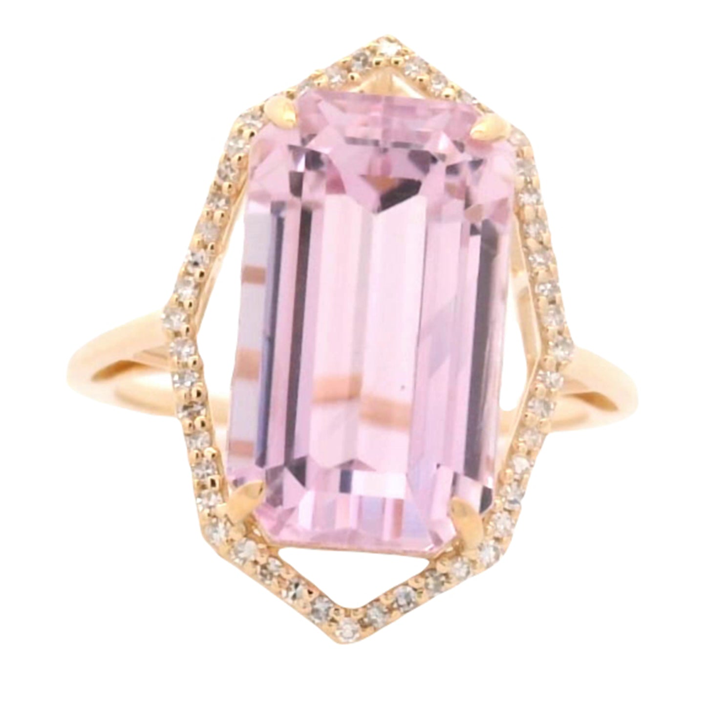 10.22 Ct Octagon Kunzite 14K Gold Ring