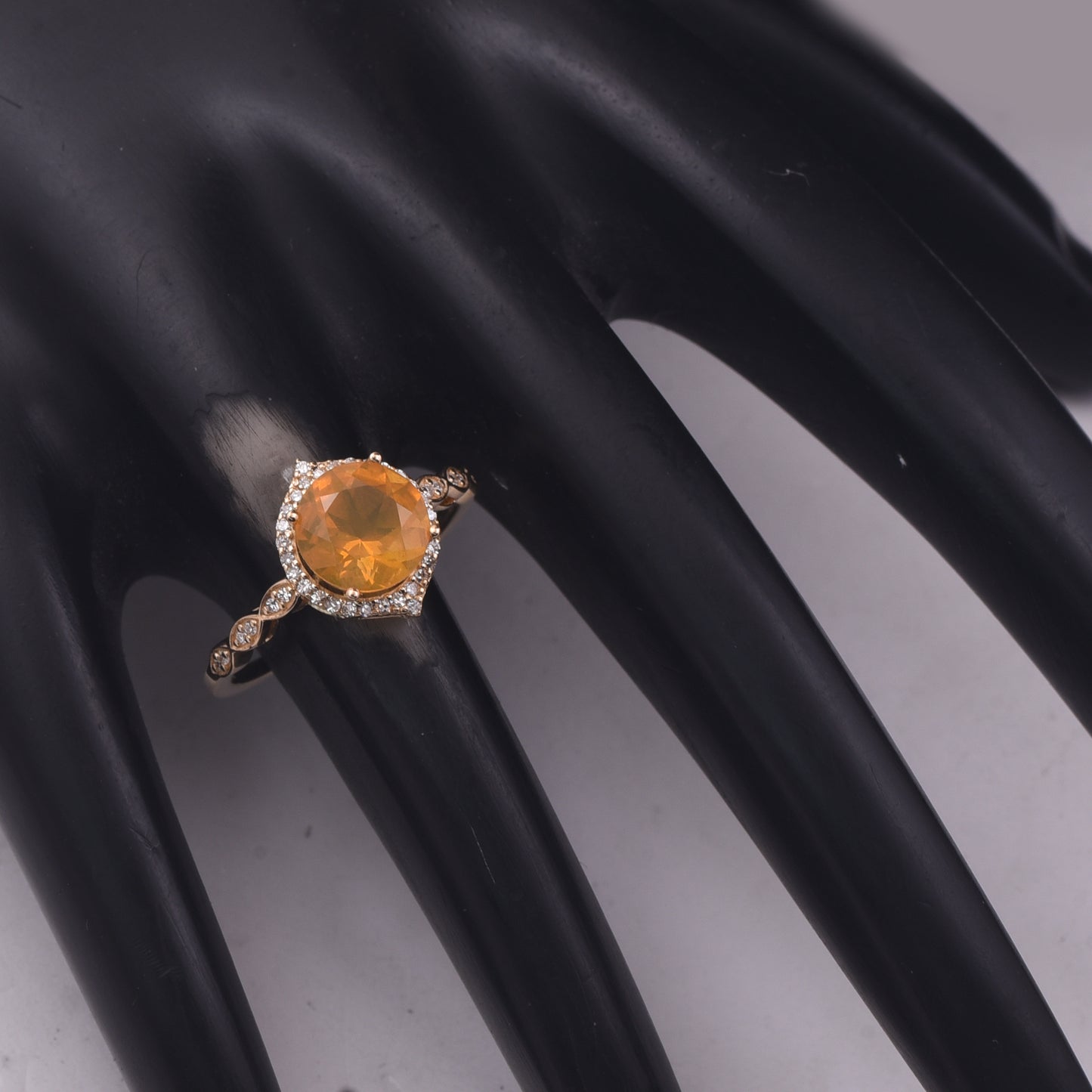 1.37 Ct Round Mixed Cut Natural Fire Opal 14K Gold Ring