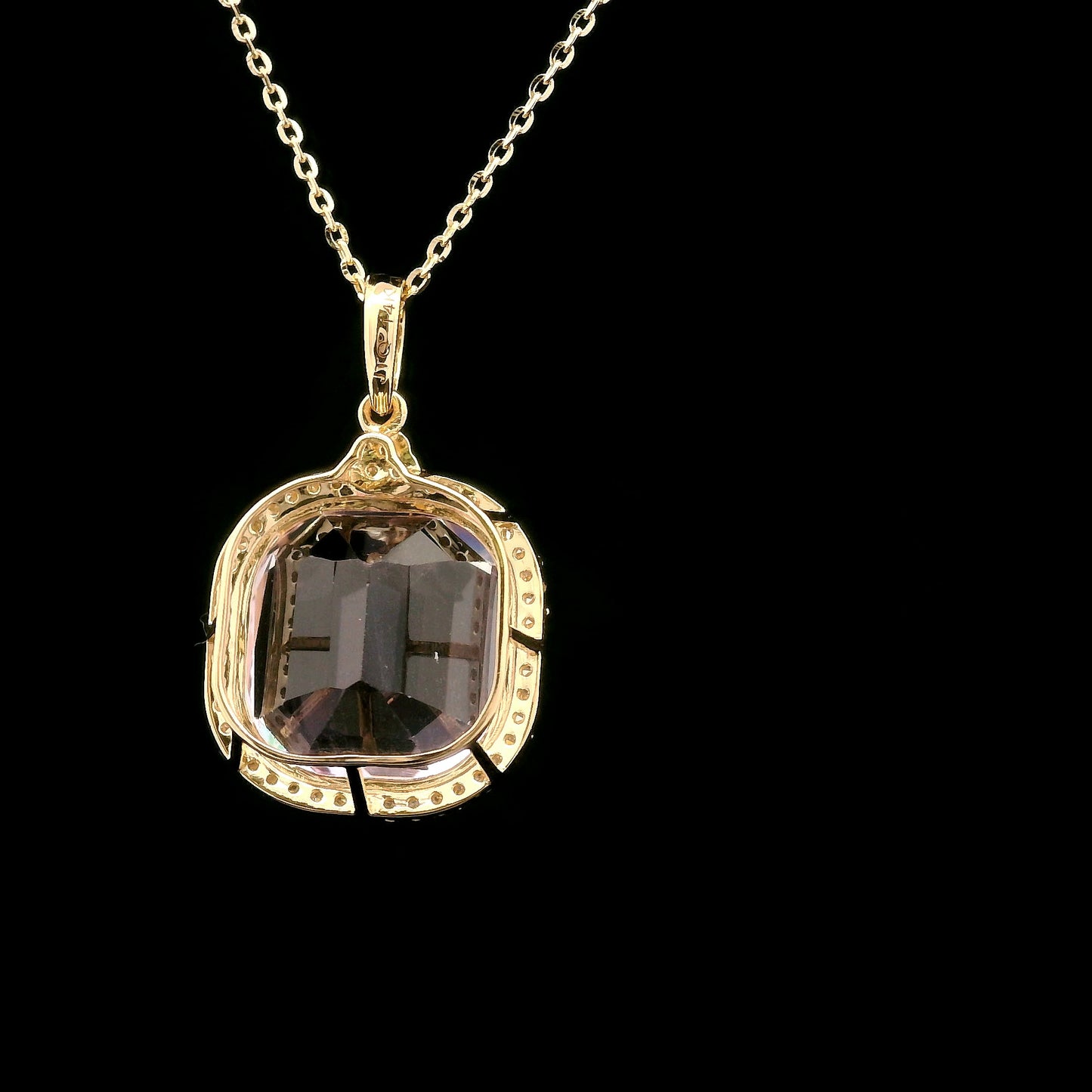 10.16 Ct Cushion Kunzite 14K Gold Pendant