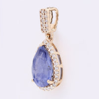 2.13 Ct Pear Mixed Cut Natural Sapphire 14K Gold Pendant