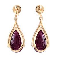 7.75 Ct Pear Cabochon Natural Tourmaline 14K Gold Earrings