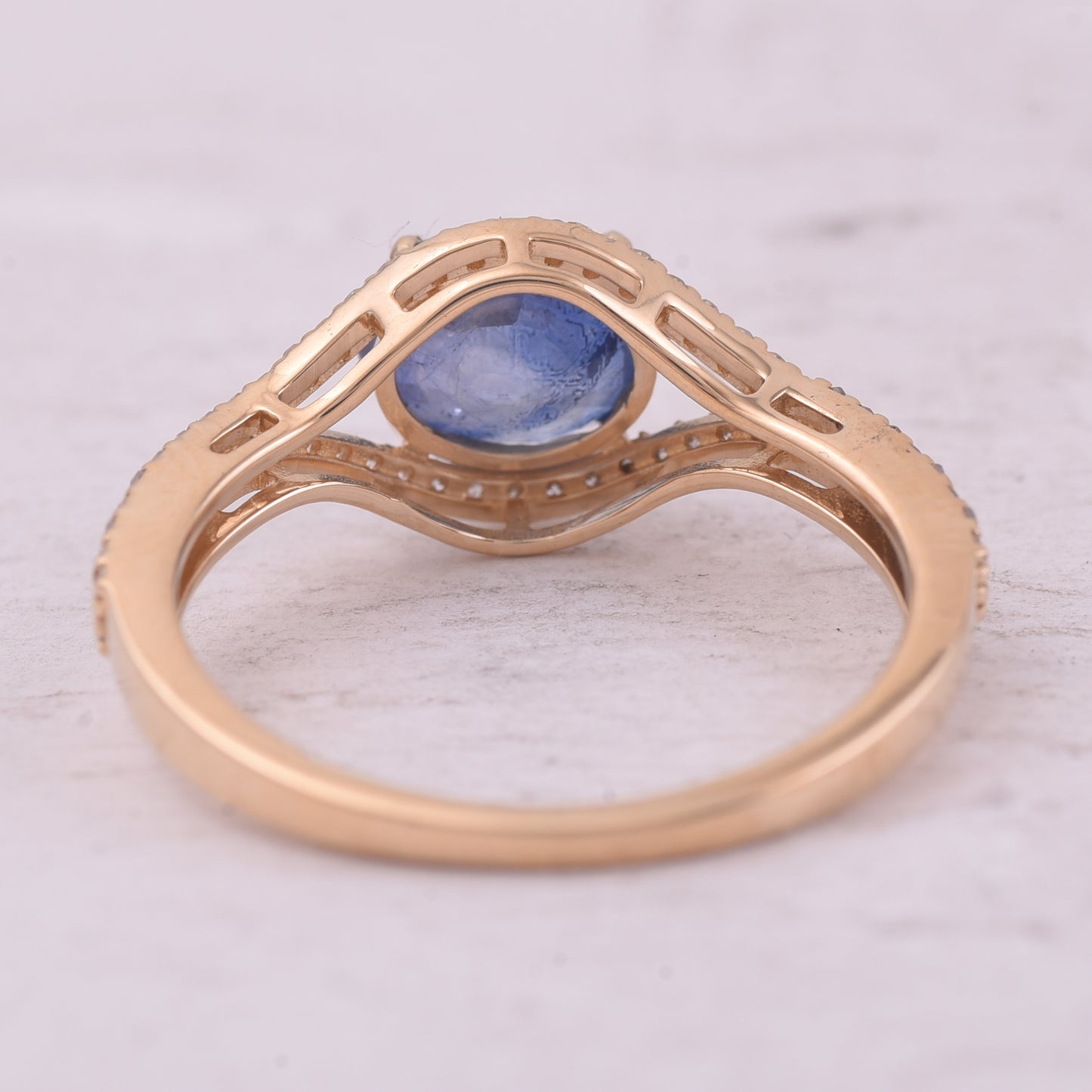 1.98 Ct Oval Mixed Cut Natural Sapphire 14K Gold Ring
