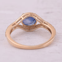 1.98 Ct Oval Mixed Cut Natural Sapphire 14K Gold Ring