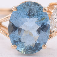 1.69 Ct Oval Natural Aquamarine 14K Gold Ring