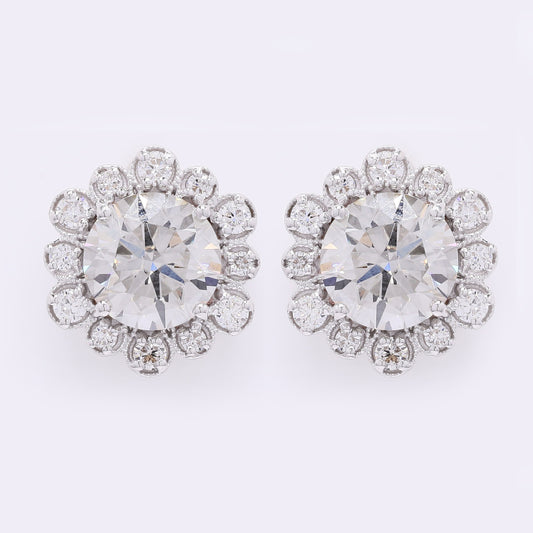 3.67 Carats Lab Grown Diamond 14K Gold Earrings