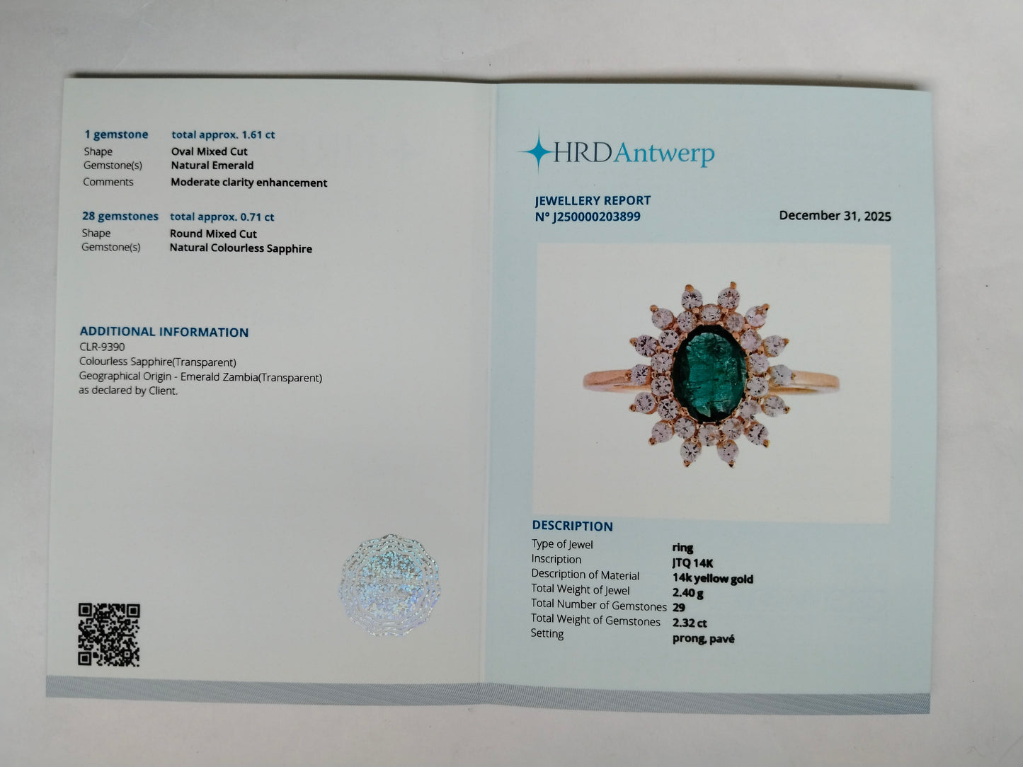 2.32 Ct Oval Mixed Cut Natural Emerald 14K Gold Ring