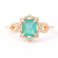 1.27 Ct Octagon Step Cut Natural Emerald 14K Gold Ring