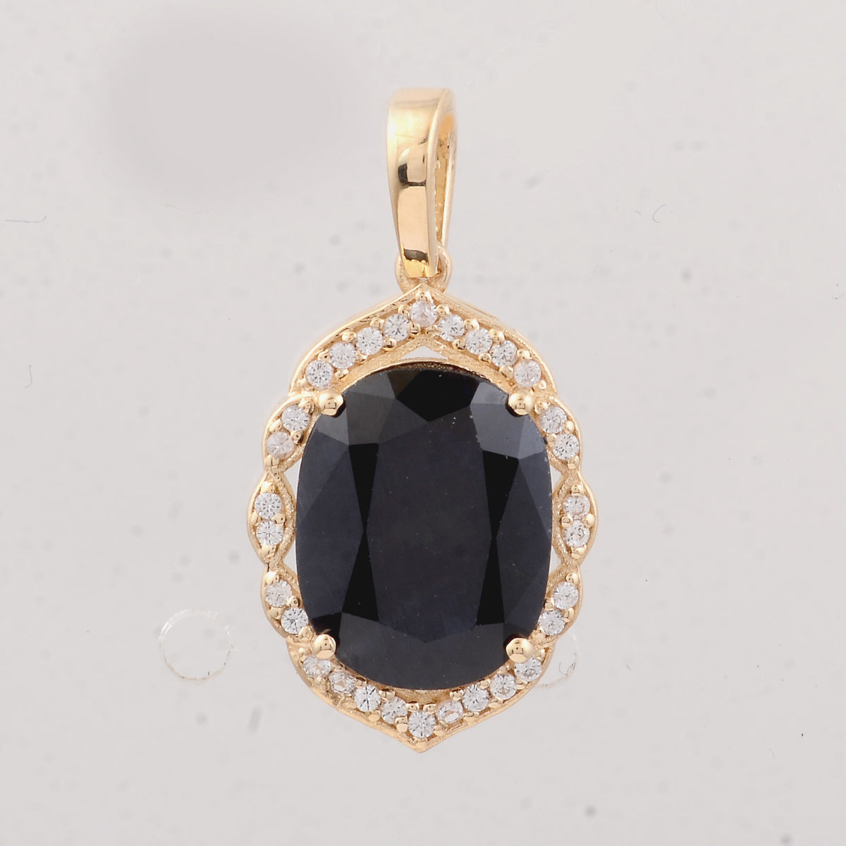 3.76 Ct Cushion Sapphire 9K Gold Pendant