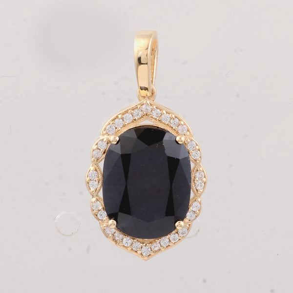 3.76 Ct Cushion Sapphire 9K Gold Pendant