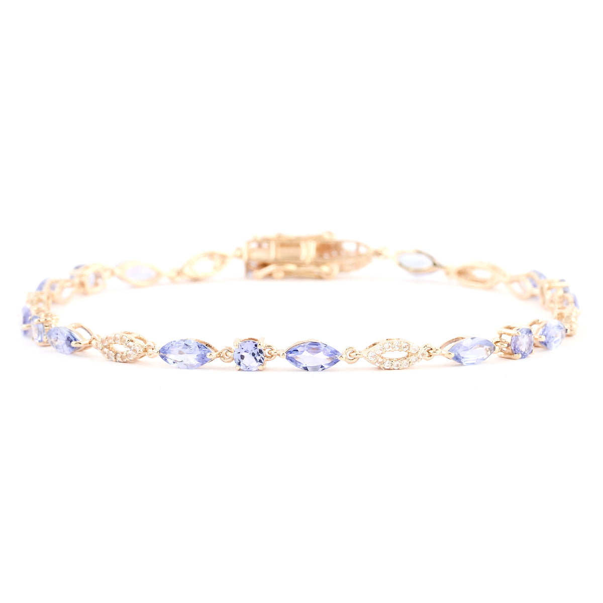 3.33 Ct Marquise Tanzanite 14K Gold Bracelet