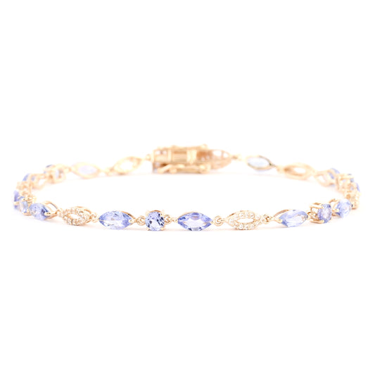3.33 Ct Marquise Tanzanite 14K Gold Bracelet