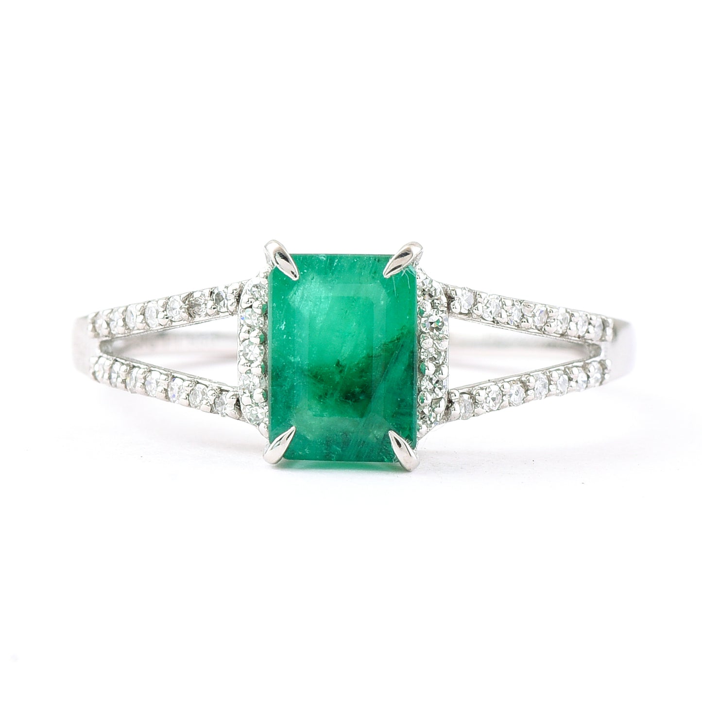 1.14 Ct Octagon Step Cut Natural Emerald 950 Platinum Ring