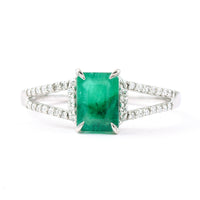 1.14 Ct Octagon Step Cut Natural Emerald 950 Platinum Ring