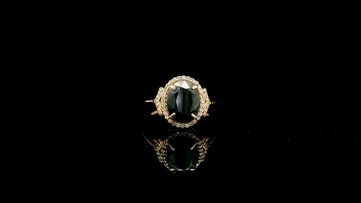 3.23 Ct Oval Natural Sapphire 14K Gold Ring