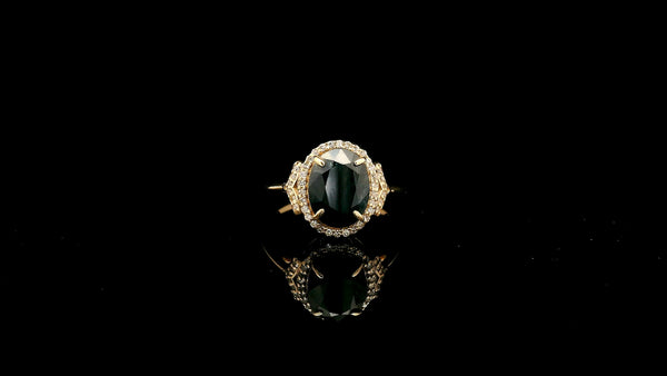 3.23 Ct Oval Natural Sapphire 14K Gold Ring