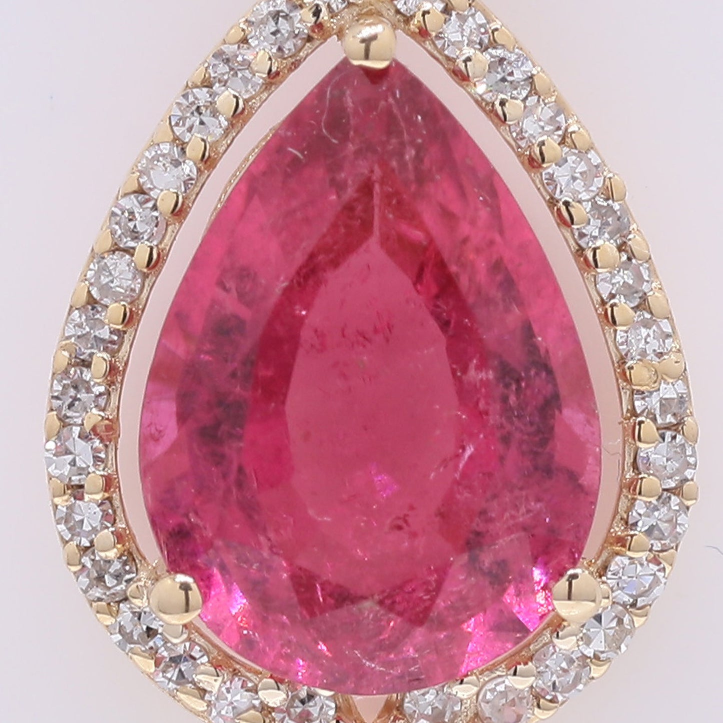 2.06 Ct Pear Mixed Cut Natural Pink Tourmaline 14K Gold Pendant