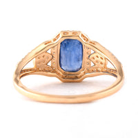 1.54 Ct Octagon Step Cut Natural Sapphire 14K Gold Ring