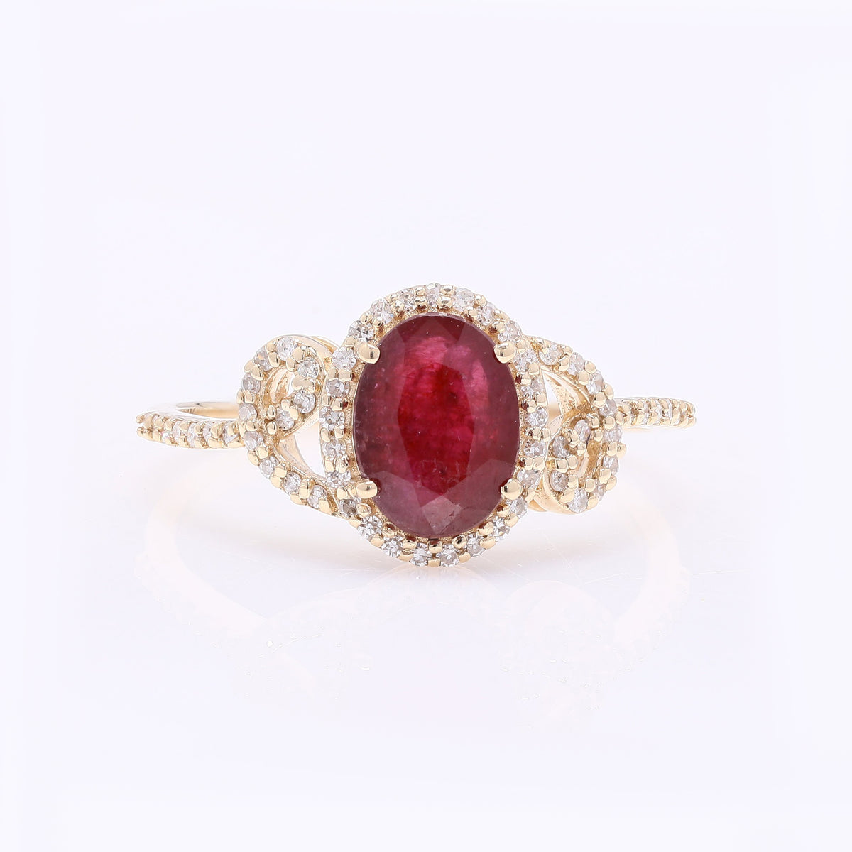1.69 Ct Oval Mixed Cut Natural Ruby 14K Gold Ring