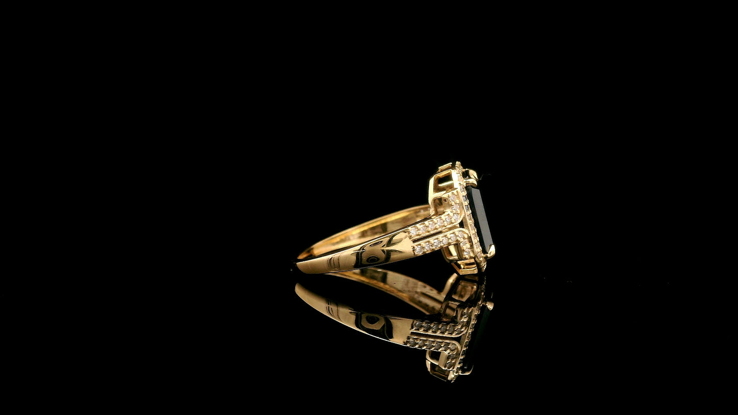 3.01 Ct Octagon Natural Sapphire 14K Gold Ring