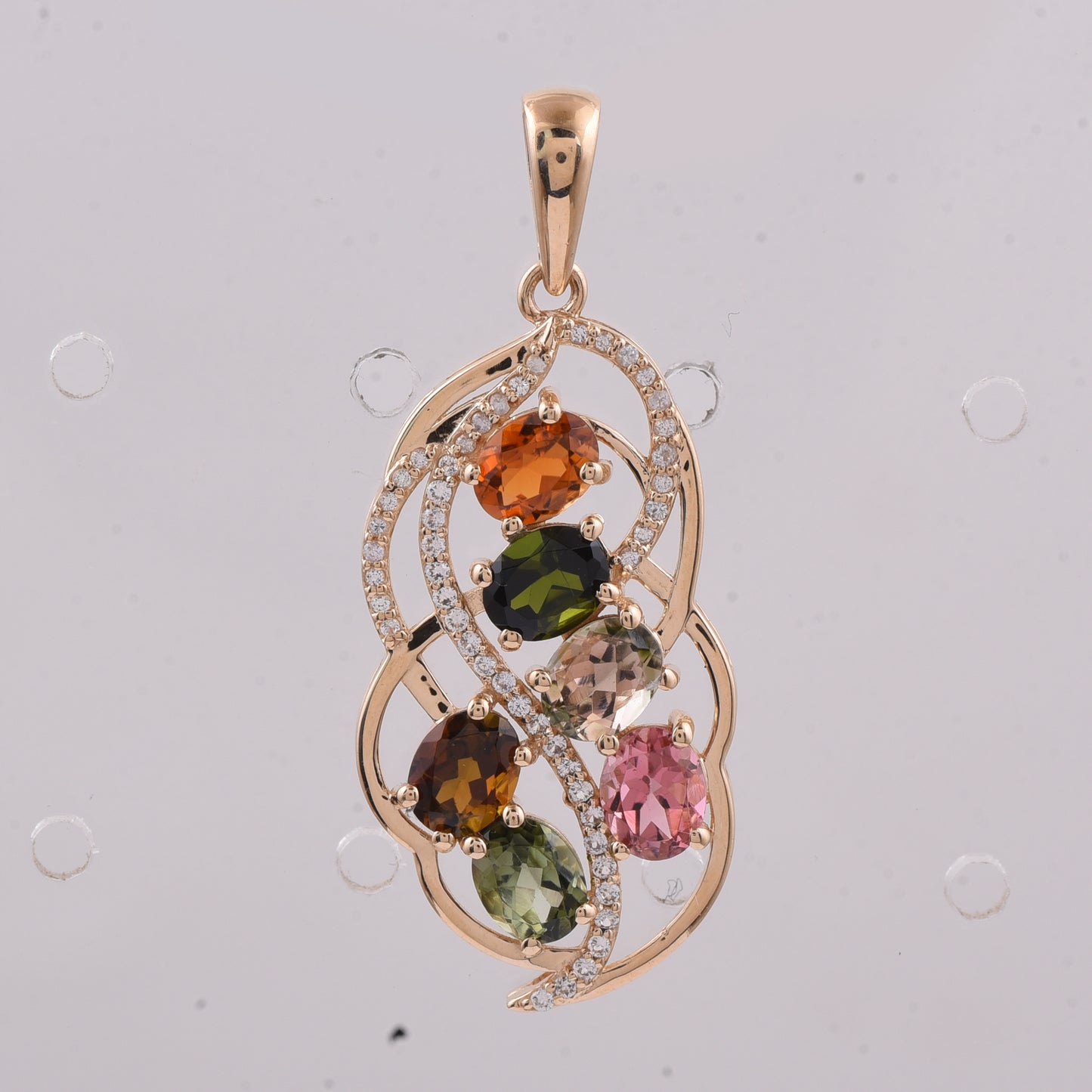 2.38 Ct Oval Natural Multi-Coloured Tourmaline 14K Gold Pendant