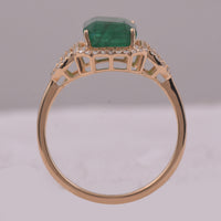 2.80 Ct Octagon Step Cut Natural Emerald 14K Gold Ring