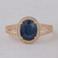 2.38 Ct Cushion Sapphire 9K Gold Ring
