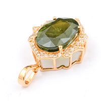 5.92 Ct Oval Mixed Cut Natural Green Sapphire 14K Gold Pendant