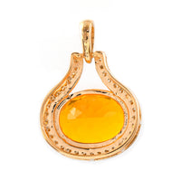 1.85 Ct Oval Mixed Cut Natural Fire Opal 14K Gold Pendant