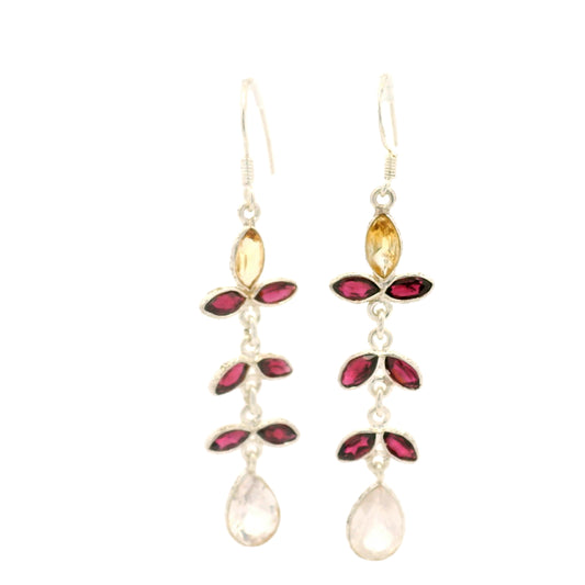 11.80 Ct Rose Quartz, Citrine 925 Sterling Silver Earrings