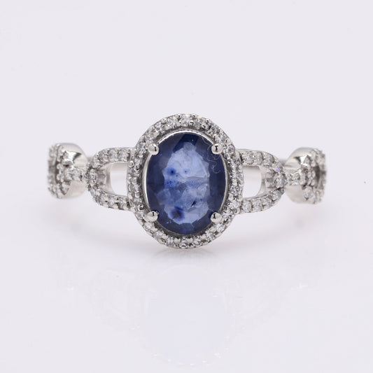 1.31 Ct Oval Mixed Cut Natural Sapphire 950 Platinum Ring