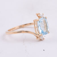 1.28 Ct Cushion Natural Aquamarine 14K Gold Ring