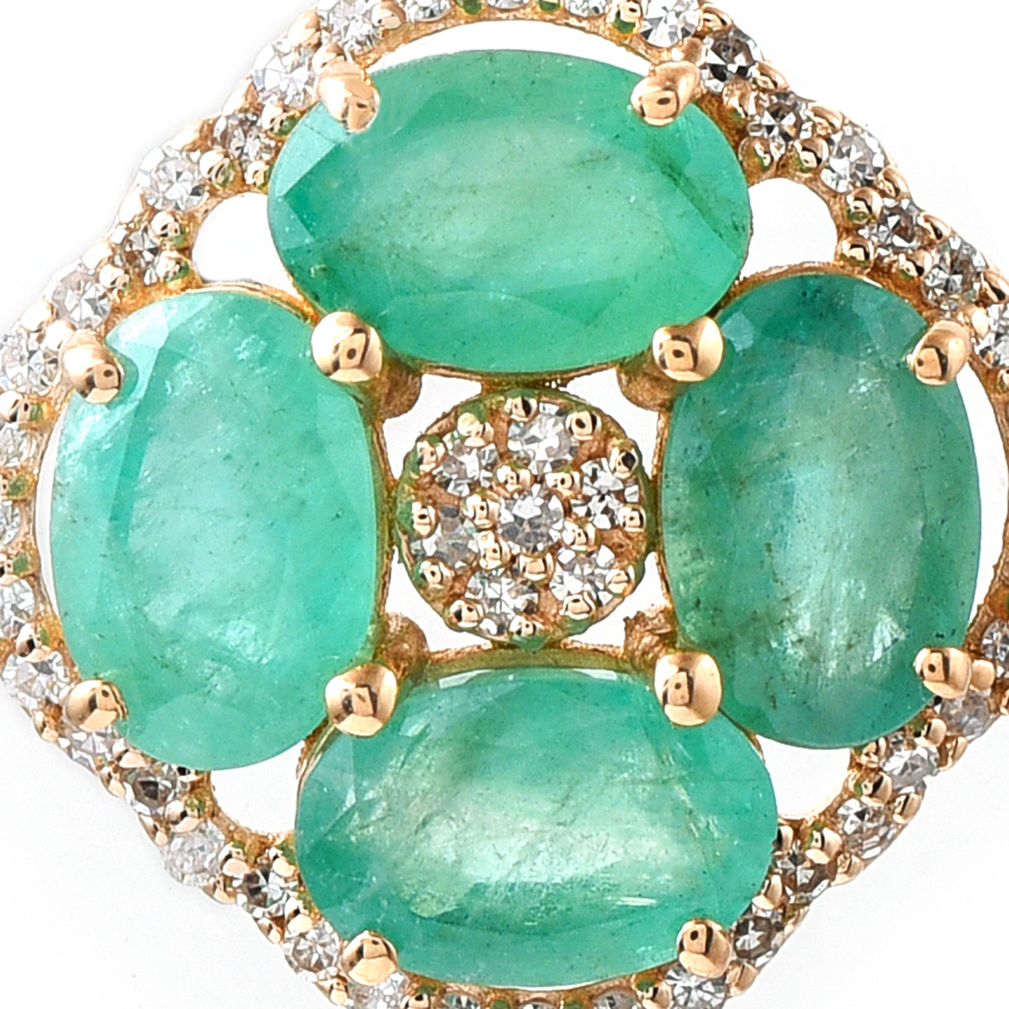 2.05 Ct Oval Mixed Cut Natural Emerald 14K Gold Pendant