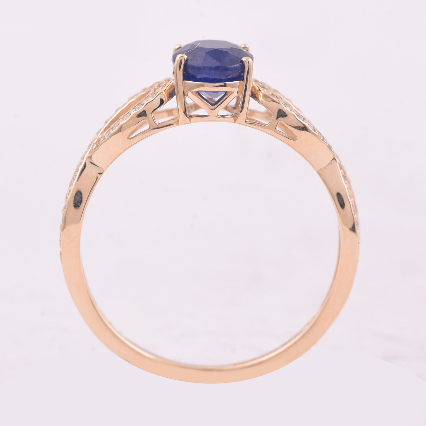 1.51 Ct Oval Mixed Cut Natural Sapphire 14K Gold Ring