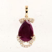 3.71 Ct Pear Ruby 14K Gold Pendant