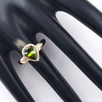 1.25 Ct Pear Mixed Cut Natural Green Tourmaline 14K Gold Ring
