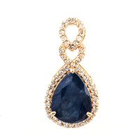 2.08 Ct Pear Mixed Cut Natural Corundum Sapphire 14K Gold Pendant