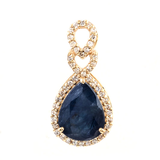 2.08 Ct Pear Mixed Cut Natural Corundum Sapphire 14K Gold Pendant