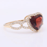 2.21 Ct Heart Mixed Cut Natural Garnet 14K Gold Ring